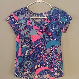 Lilly Pulitzer Vibrant Blue and Pink Short Sleeve Tee